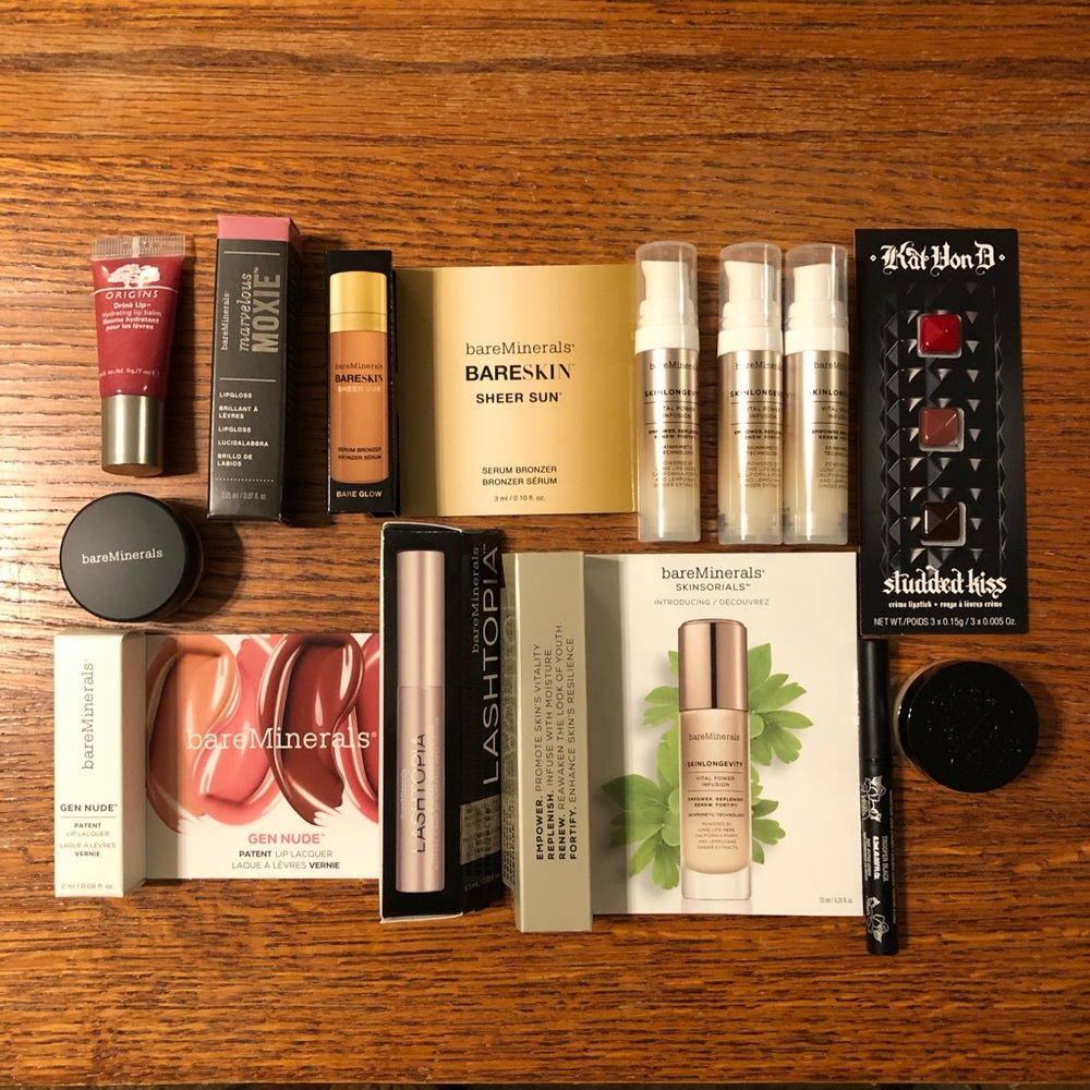 BareMinerals, Kay Von B and Origins makeup sampler